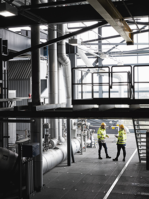 Inifrån kraftvärmeverket på Torsvik, Jönköping Energi.